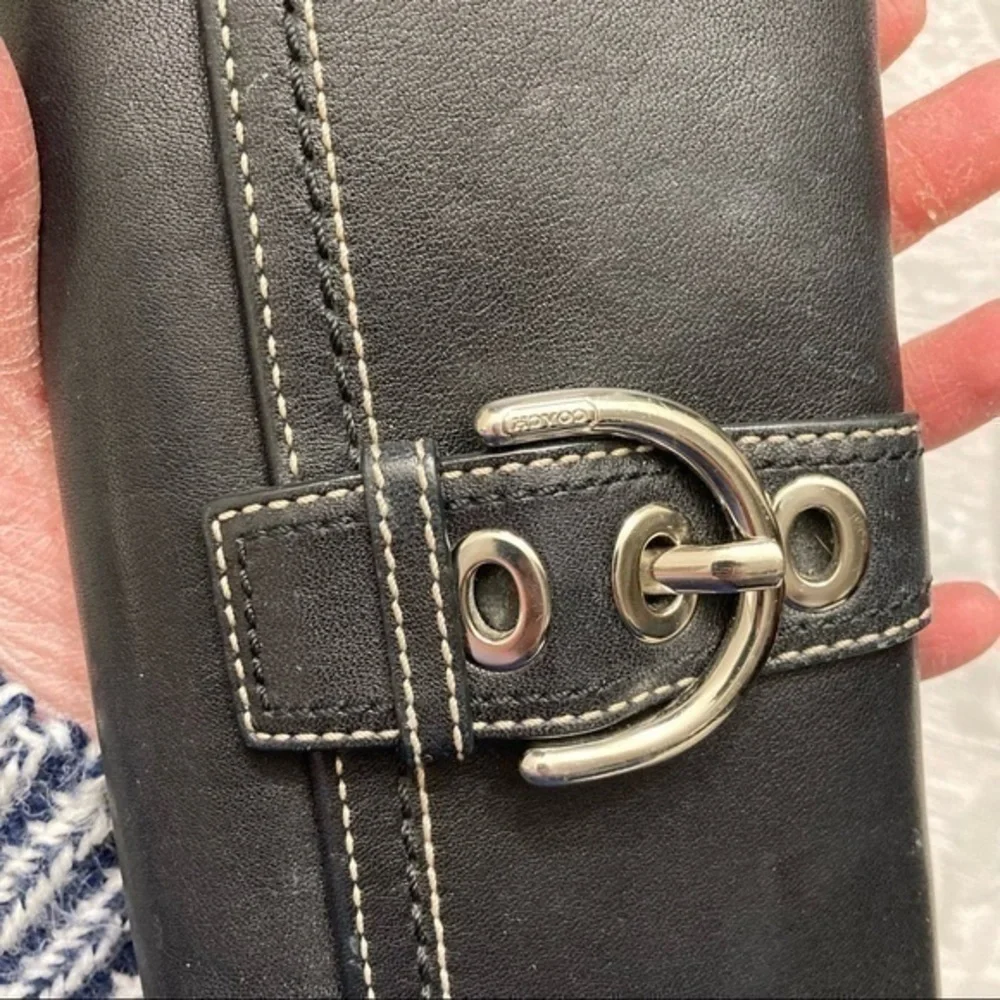 Coach black leather soho checkbook wallet
